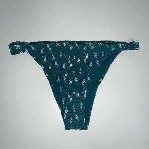 Hollister Floral Cheeky Bikini Bottoms Swimwear White Teal Sz Medium